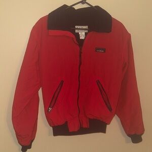 L.L. Bean Red Bomber Jacket with Black Trim